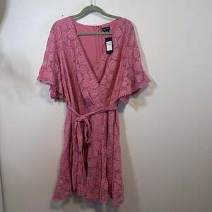 City Chic Garden Kisses Lace Dress XXL 24 NWT Misty Rose Plus Size